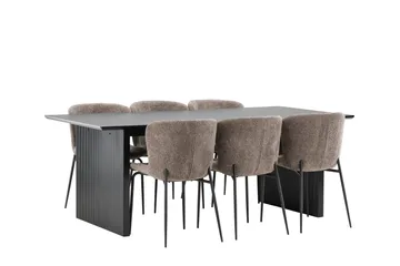 Vail Matgrupp 200 cm Rektangulär med 6 Modesto stolar - Svart - Products - Möbler - Bord & matgrupp - Matgrupp