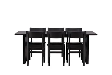 Vail Matgrupp 200 cm Rektangulär med 6 Montros stolar - Svart - Products - Möbler - Bord & matgrupp - Matgrupp