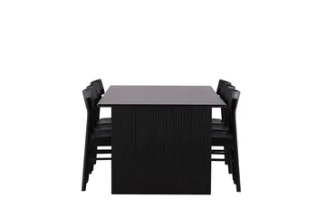Vail Matgrupp 200 cm Rektangulär med 6 Montros stolar - Svart - Products - Möbler - Bord & matgrupp - Matgrupp