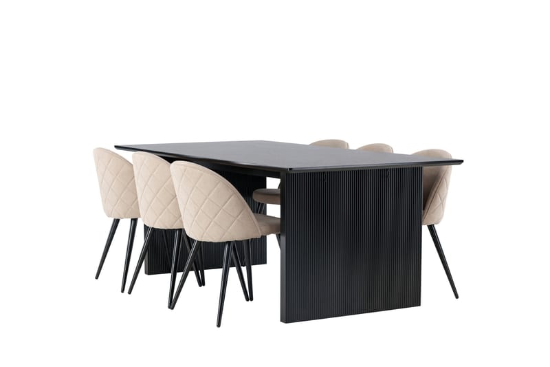 Vail Matgrupp 200 cm Rektangulär med 6 Velvet stolar - Beige - Products - Möbler - Bord & matgrupp - Matgrupp