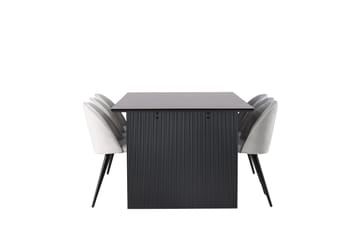 Vail Matgrupp 200 cm Rektangulär med 6 Velvet stolar - Svart - Products - Möbler - Bord & matgrupp - Matgrupp