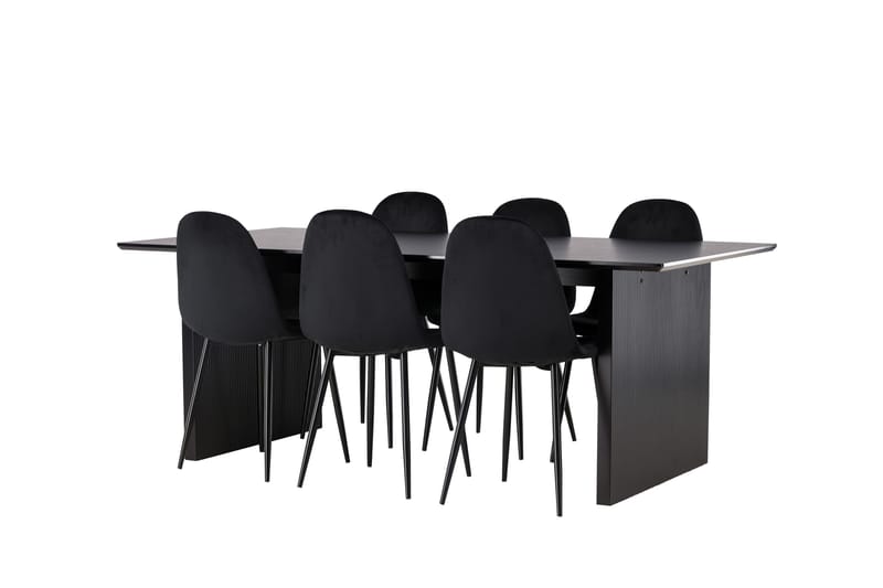 Vail Matgrupp 200 cm Rektangulär med 6 Polar stolar - Svart - Products - Möbler - Bord & matgrupp - Matgrupp