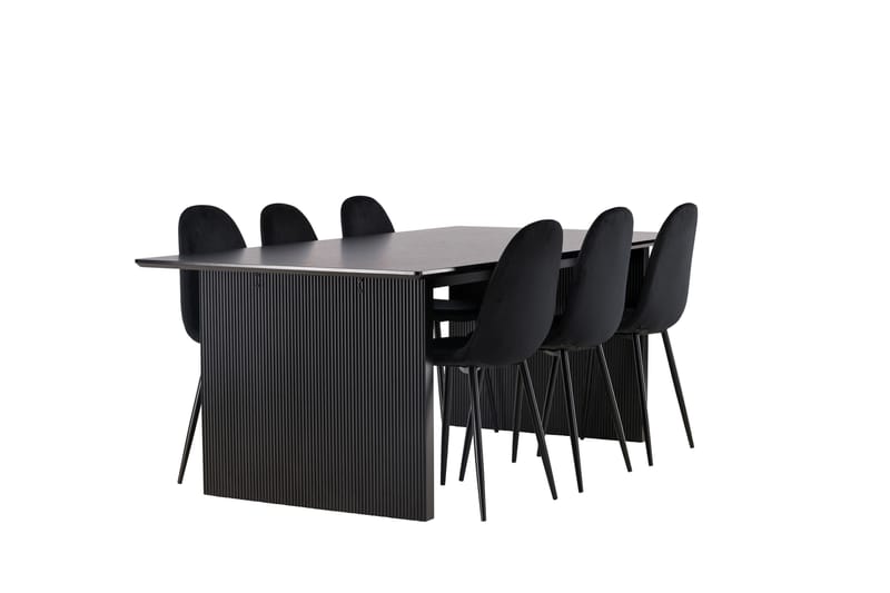 Vail Matgrupp 200 cm Rektangulär med 6 Polar stolar - Svart - Products - Möbler - Bord & matgrupp - Matgrupp