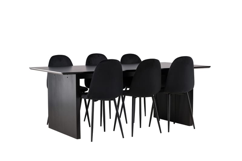 Vail Matgrupp 200 cm Rektangulär med 6 Polar stolar - Svart - Products - Möbler - Bord & matgrupp - Matgrupp