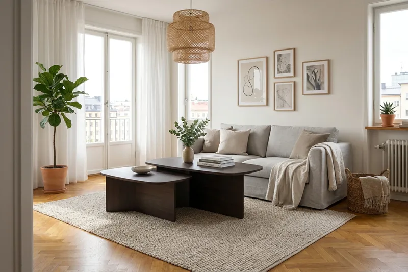 Vento Ovalt Soffbord 120x70 cm med Trä- och Rökt Ek-utseende - Mörkbrun - Products - Möbler - Bord & matgrupp - Soffbord