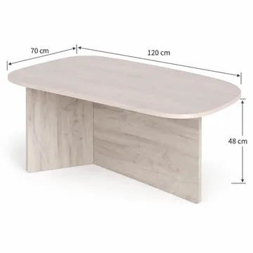 Vento Ovalt Soffbord 120x70 cm med Trä- och Vitlaserad Ek-utseende - Vit - Products - Möbler - Bord & matgrupp - Soffbord