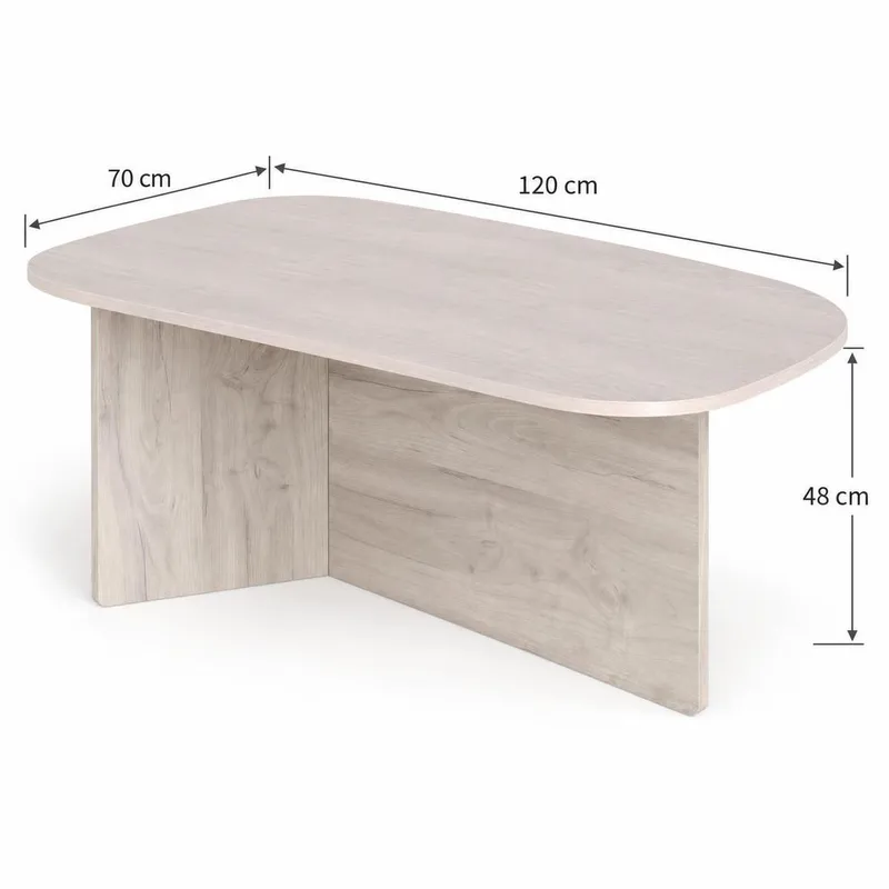 Vento Ovalt Soffbord 120x70 cm med Trä- och Vitlaserad Ek-utseende - Vit - Products - Möbler - Bord & matgrupp - Soffbord