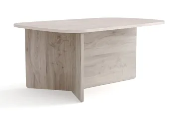 Vento Ovalt Soffbord 90x60 cm med Trä- och Vitlaserad Ek-utseende - Vit - Products - Möbler - Bord & matgrupp - Soffbord