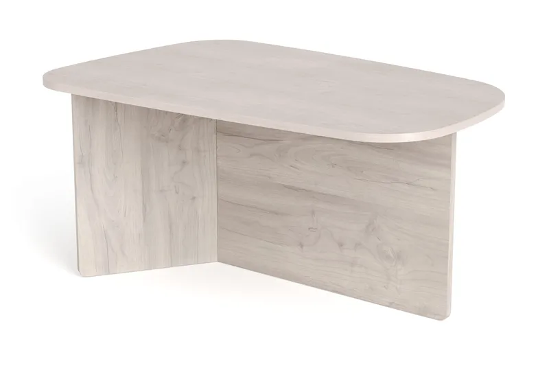 Vento Ovalt Soffbord 90x60 cm med Trä- och Vitlaserad Ek-utseende, Vit