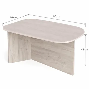 Vento Ovalt Soffbord 90x60 cm med Trä- och Vitlaserad Ek-utseende - Vit - Products - Möbler - Bord & matgrupp - Soffbord