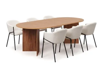 Vera Matgrupp oval 180 cm med 6 Filip Matstolar - Ek - Products - Möbler - Bord & matgrupp - Matgrupp