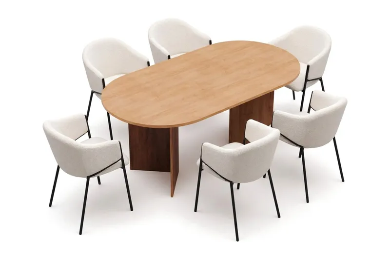 Vera Matgrupp oval 180 cm med 6 Filip Matstolar - Ek - Products - Möbler - Bord & matgrupp - Matgrupp