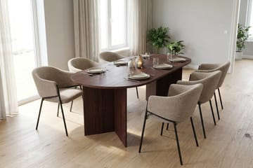 Vera Matgrupp oval 180 cm med 6 Filip Matstolar - Valnöt - Products - Möbler - Bord & matgrupp - Matgrupp