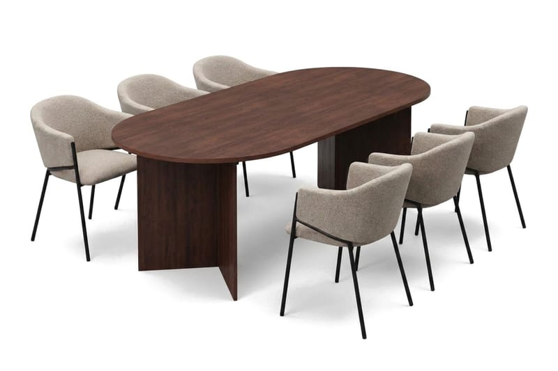 Vera Matgrupp oval 180 cm med 6 Filip Matstolar - Valnöt - Products - Möbler - Bord & matgrupp - Matgrupp