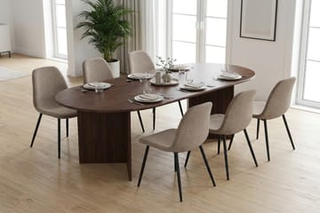 Vera Matgrupp oval 180 cm med 6 Nibe Matstolar - Valnöt - Products - Möbler - Bord & matgrupp - Matgrupp