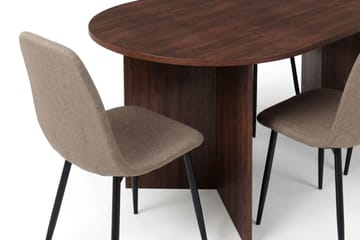Vera Matgrupp oval 180 cm med 6 Nibe Matstolar - Valnöt - Products - Möbler - Bord & matgrupp - Matgrupp
