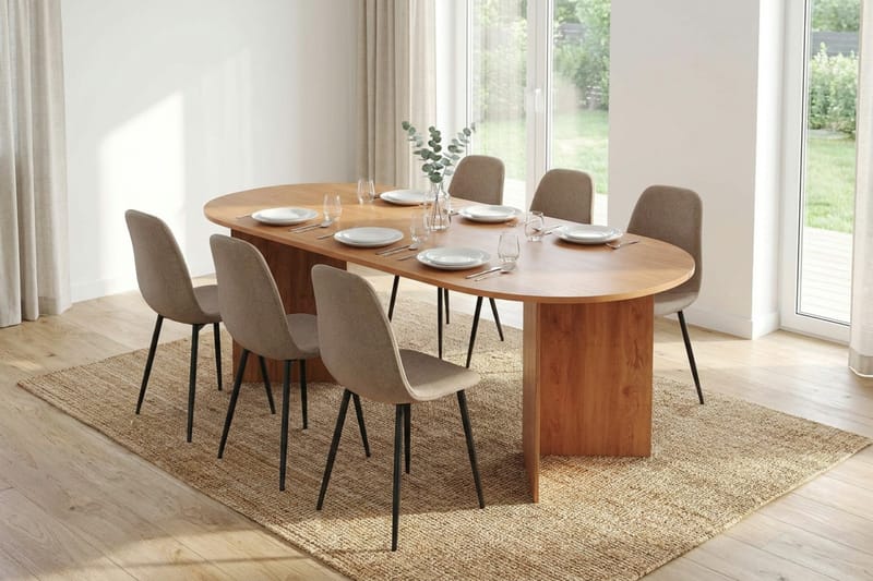 Vera Matgrupp oval 220 cm med 6 Nibe Matstolar - Ek - Products - Möbler - Bord & matgrupp - Matgrupp