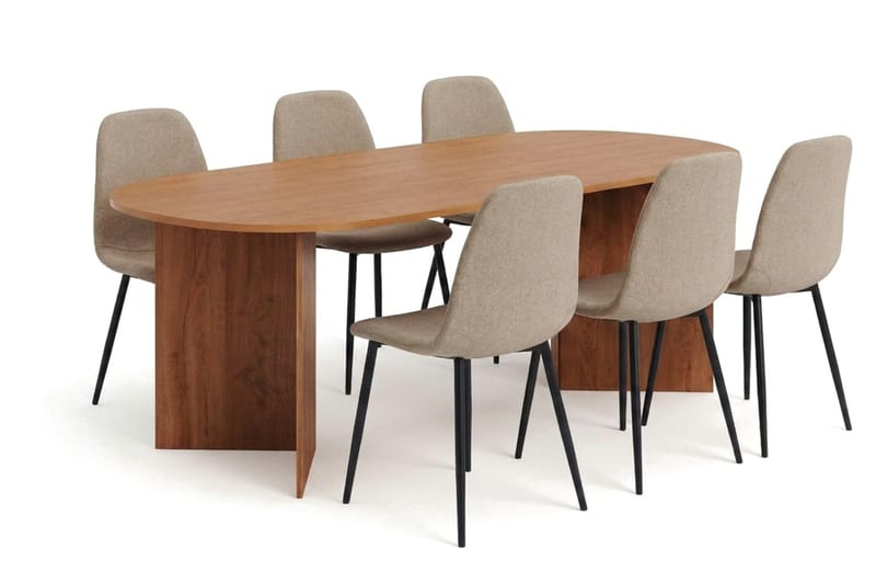 Vera Matgrupp oval 220 cm med 6 Nibe Matstolar - Ek - Products - Möbler - Bord & matgrupp - Matgrupp