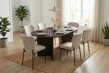 Vera Matgrupp rektangulärt 180 cm Rökt Ek med 6 Elsie Matstolar - Rökt ek/Beige - Products - Möbler - Bord & matgrupp - Matgrupp