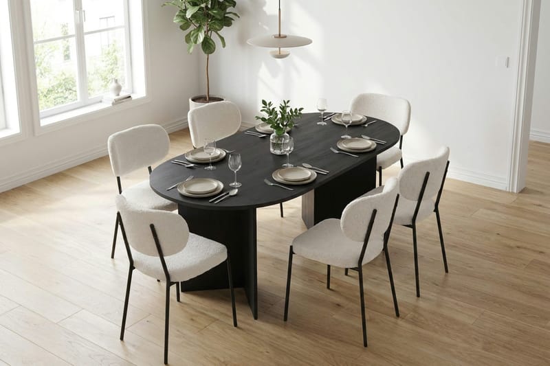 Vera Matgrupp rektangulärt 180 cm Svart med 6 Gemmiano Matstolar - Svartlaserad ek - Products - Möbler - Bord & matgrupp - Matgrupp
