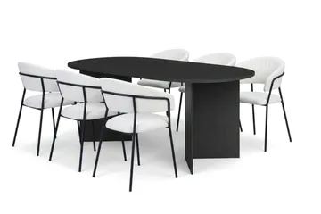 Vera Matgrupp rektangulärt 180 cm Svart med 6 Karol Matstolar - Svart - Products - Möbler - Bord & matgrupp - Matgrupp