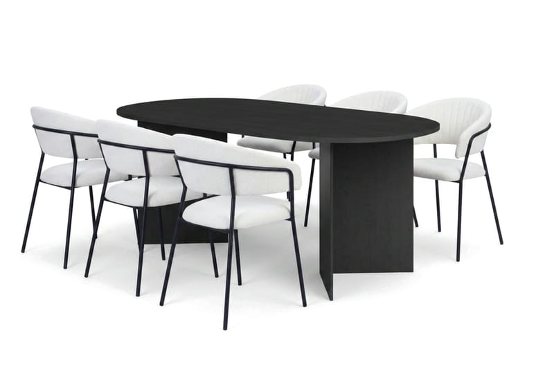 Vera Matgrupp rektangulärt 180 cm Svart med 6 Karol Matstolar - Svart - Products - Möbler - Bord & matgrupp - Matgrupp