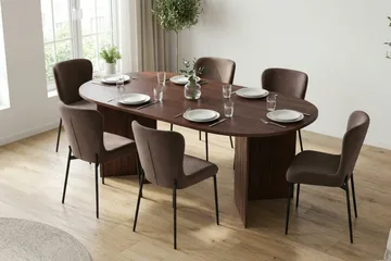 Vera Matgrupp rektangulärt 180 cm Valnöt med 6 Elsie Matstolar - Valnöt/Brun - Products - Möbler - Bord & matgrupp - Matgrupp