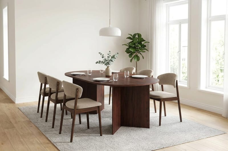 Vera Matgrupp rektangulärt 180 cm Valnöt med 6 Nala Matstolar - Valnöt - Products - Möbler - Bord & matgrupp - Matgrupp