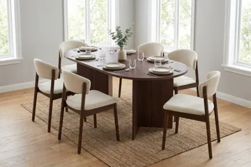 Vera Matgrupp rektangulärt 180 cm Valnöt med 6 Nala Matstolar - Valnöt - Products - Möbler - Bord & matgrupp - Matgrupp