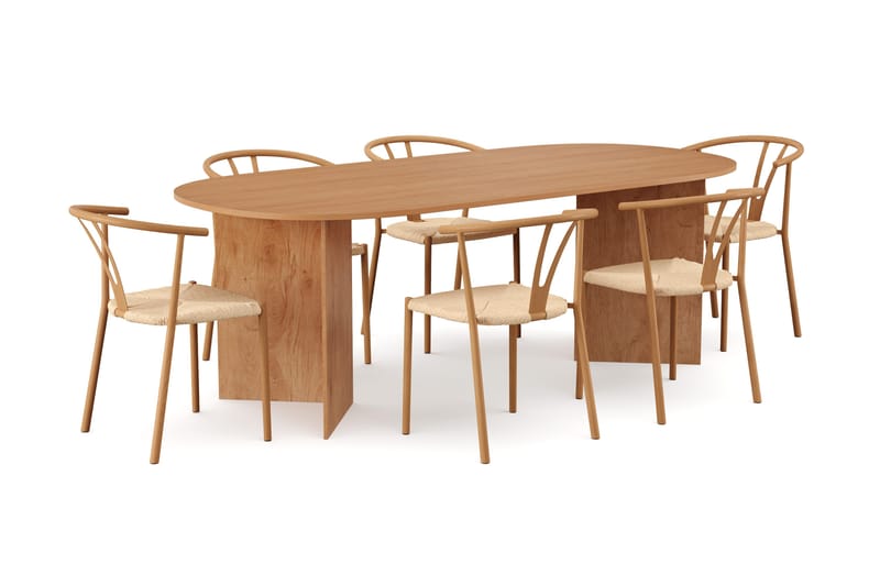 Vera Matgrupp rektangulärt 220 cm Ek med 6 Elysia Matstolar - Ek - Products - Möbler - Bord & matgrupp - Matgrupp