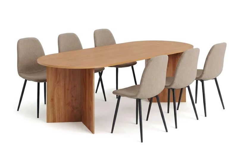 Vera Matgrupp rektangulärt 220 cm Ek med 6 Nibe Matstolar - Ek - Products - Möbler - Bord & matgrupp - Matgrupp