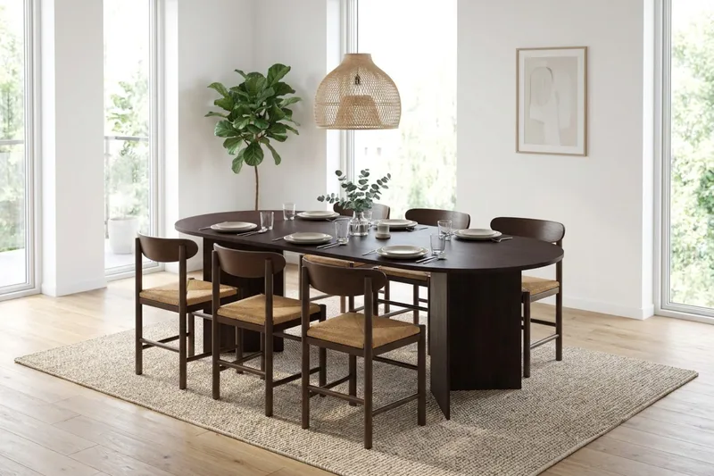 Vera Matgrupp rektangulärt 220 cm Rökt Ek med 6 Malte Matstolar - Products - Möbler - Bord & matgrupp - Matgrupp