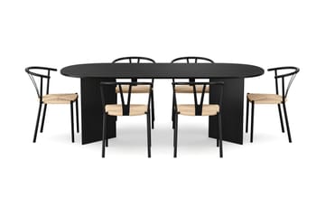 Vera Matgrupp rektangulärt 220 cm Svart med 6 Elysia Matstolar - Svartlaserad ek - Products - Möbler - Bord & matgrupp - Matgrupp