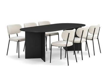 Vera Matgrupp rektangulärt 220 cm Svart med 6 Gemmiano Matstolar - Svart - Products - Möbler - Bord & matgrupp - Matgrupp