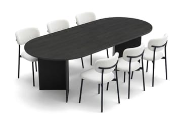 Vera Matgrupp rektangulärt 220 cm Svart med 6 Lucy Matstolar - Svart - Products - Möbler - Bord & matgrupp - Matgrupp