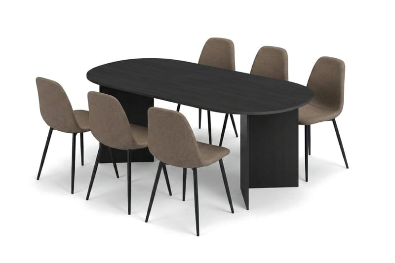 Vera Matgrupp rektangulärt 220 cm Svart med 6 Nibe Matstolar - Svart - Products - Möbler - Bord & matgrupp - Matgrupp