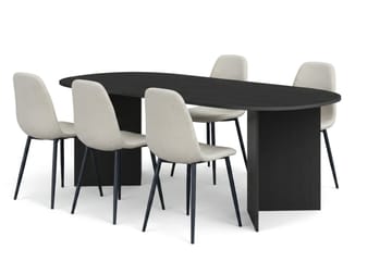 Vera Matgrupp rektangulärt 220 cm Svart med 6 Nibe Matstolar - Svart - Products - Möbler - Bord & matgrupp - Matgrupp
