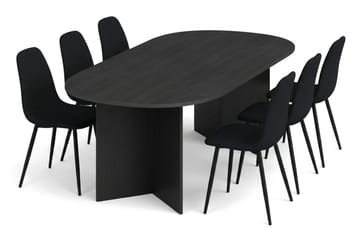 Vera Matgrupp rektangulärt 220 cm Svart med 6 Nibe Matstolar - Svartlaserad ek - Products - Möbler - Bord & matgrupp - Matgrupp