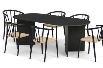 Vera Matgrupp rektangulärt 220 cm Svart med 6 Winston Matstolar - Svartlaserad ek - Products - Möbler - Bord & matgrupp - Matgrupp