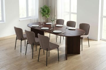 Vera Matgrupp rektangulärt 220 cm Valnöt med 6 Elsie Matstolar - Valnöt - Products - Möbler - Bord & matgrupp - Matgrupp