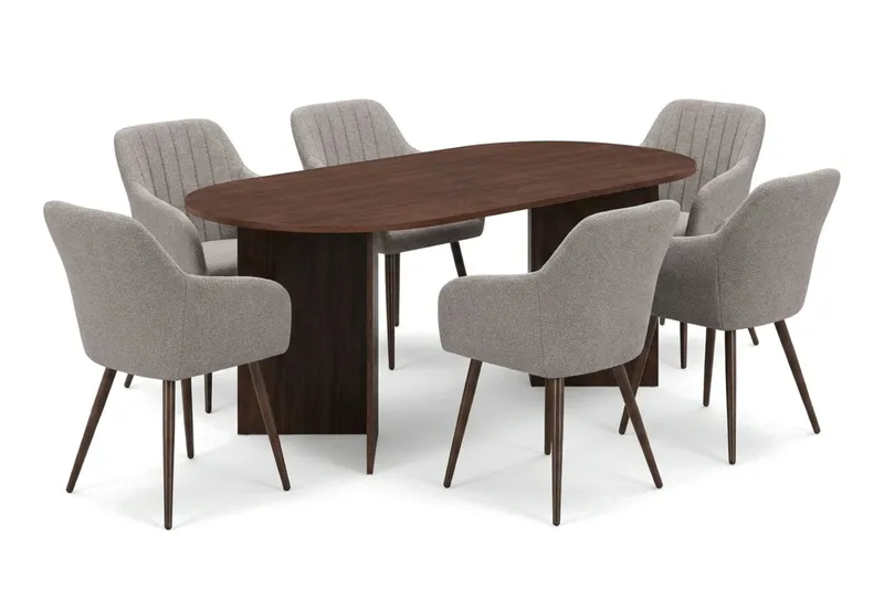 Vera Matgrupp rektangulärt 220 cm Valnöt med 6 Filippa Matstolar - Valnöt - Products - Möbler - Bord & matgrupp - Matgrupp