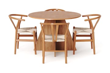 Vera Matgrupp runt 110 cm Ek med 4 Dastoori Matstolar - Ek - Products - Möbler - Bord & matgrupp - Matgrupp