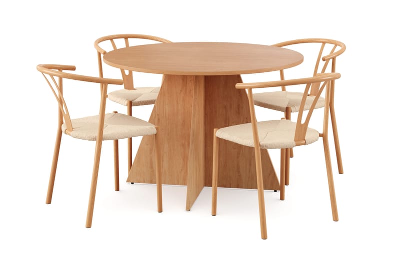 Vera Matgrupp runt 110 cm Ek med 4 Elysia Matstolar - Ek - Products - Möbler - Bord & matgrupp - Matgrupp