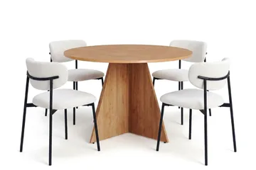 Vera Matgrupp runt 110 cm Ek med 4 Lucy Matstolar - Ek - Products - Möbler - Bord & matgrupp - Matgrupp