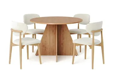 Vera Matgrupp runt 110 cm Ek med 4 Molly Matstolar - Ek - Products - Möbler - Bord & matgrupp - Matgrupp