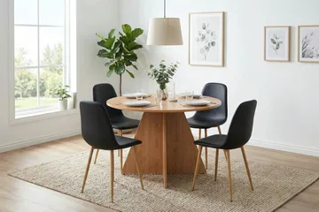 Vera Matgrupp runt 110 cm Ek med 4 Nibe Matstolar - Ek - Products - Möbler - Bord & matgrupp - Matgrupp