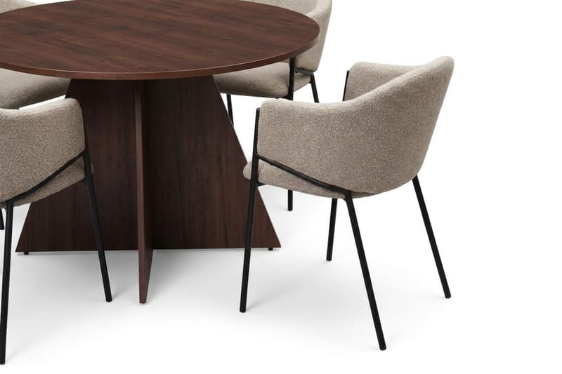 Vera Matgrupp runt 110 cm med 4 Filip Matstolar - Valnöt - Products - Möbler - Bord & matgrupp - Matgrupp