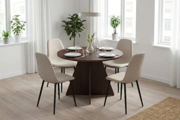 Vera Matgrupp runt 110 cm med 4 Nibe Matstolar - Valnöt - Products - Möbler - Bord & matgrupp - Matgrupp
