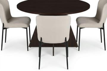 Vera Matgrupp runt 110 cm Rökt Ek med 4 Elsie Matstolar - Rökt ek/Beige - Products - Möbler - Bord & matgrupp - Matgrupp