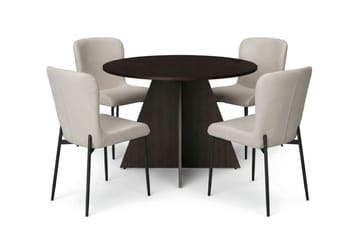 Vera Matgrupp runt 110 cm Rökt Ek med 4 Elsie Matstolar - Rökt ek/Beige - Products - Möbler - Bord & matgrupp - Matgrupp